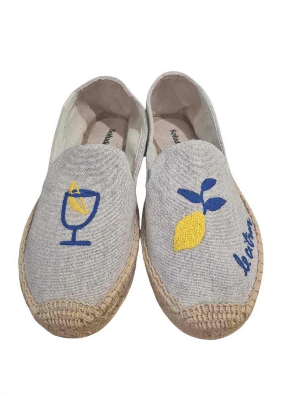 New Soludos Limoncello Espadrille Smoking Size 7 Loafer Shoes Tan Lemon